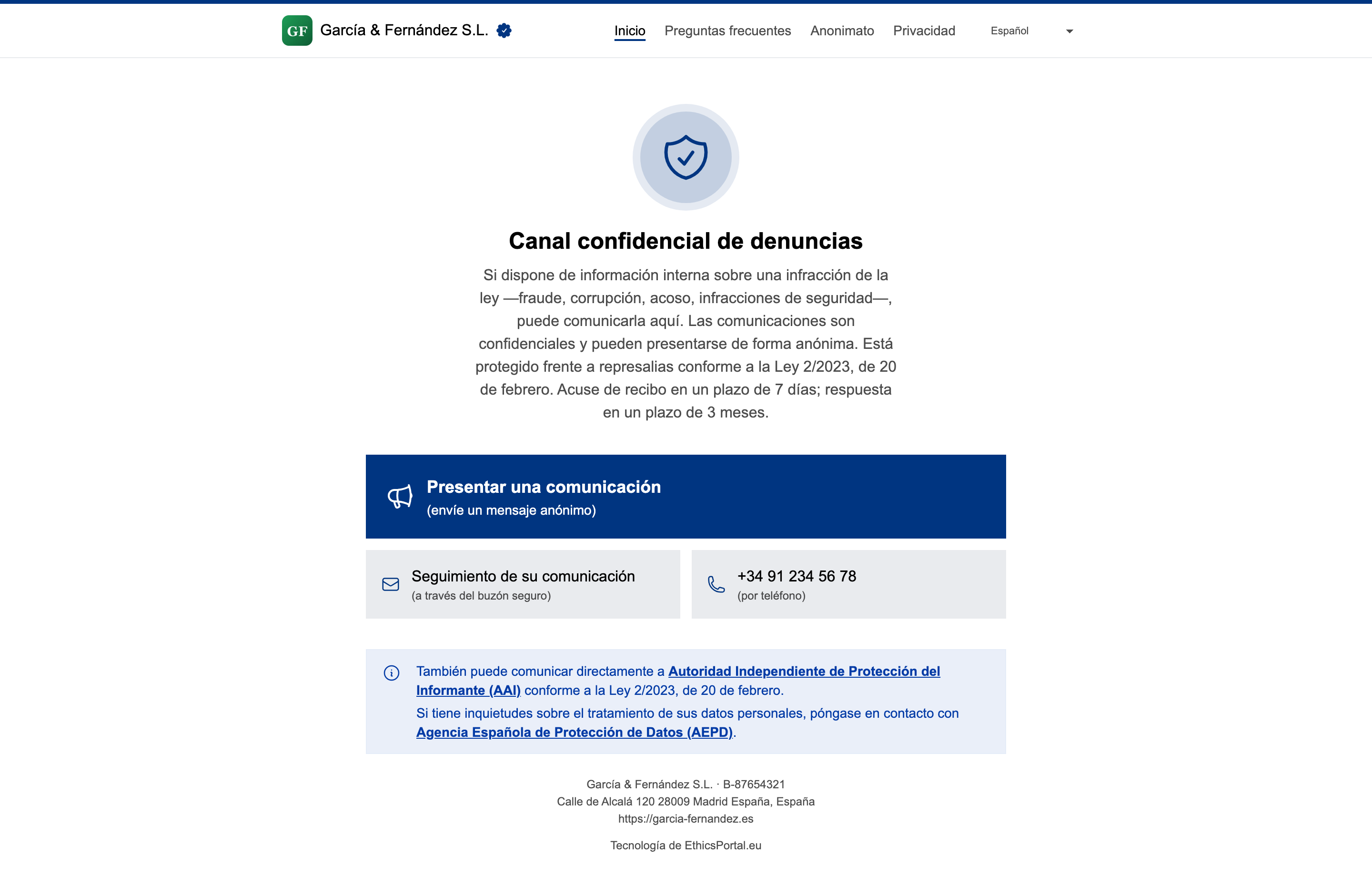 Compartir el enlace del portal y el código QR