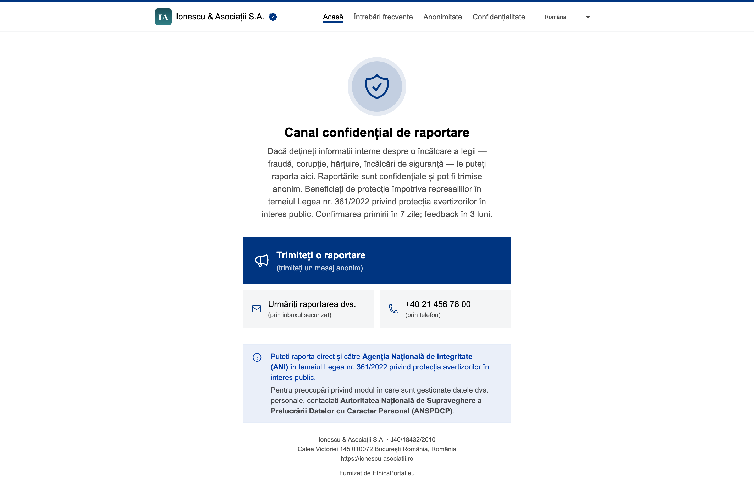 Linkul și codul QR ale portalului